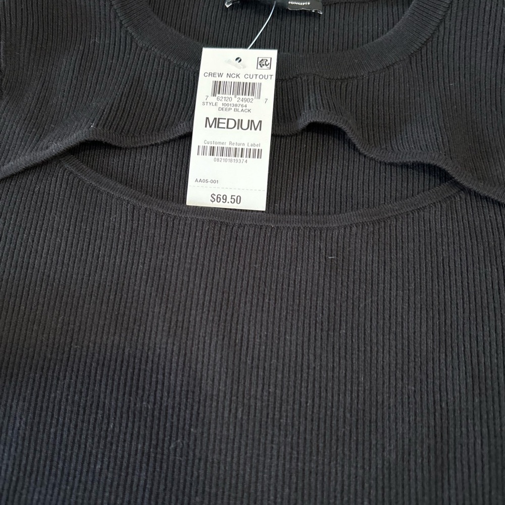 Inc crew neck cut out top